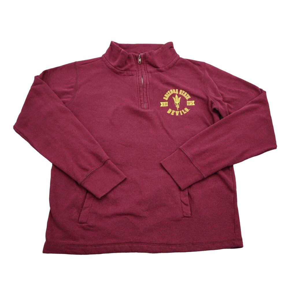 ASU Sweater Womens M Red MV Sport Chest Zip High Neck Front Pocket Sun Devils